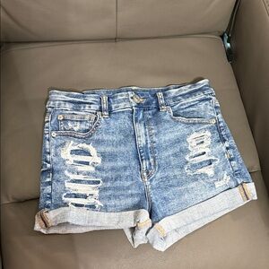 American Eagle Outfitters Distressed Blue Jean Shorts “Curvy High Waisted”
